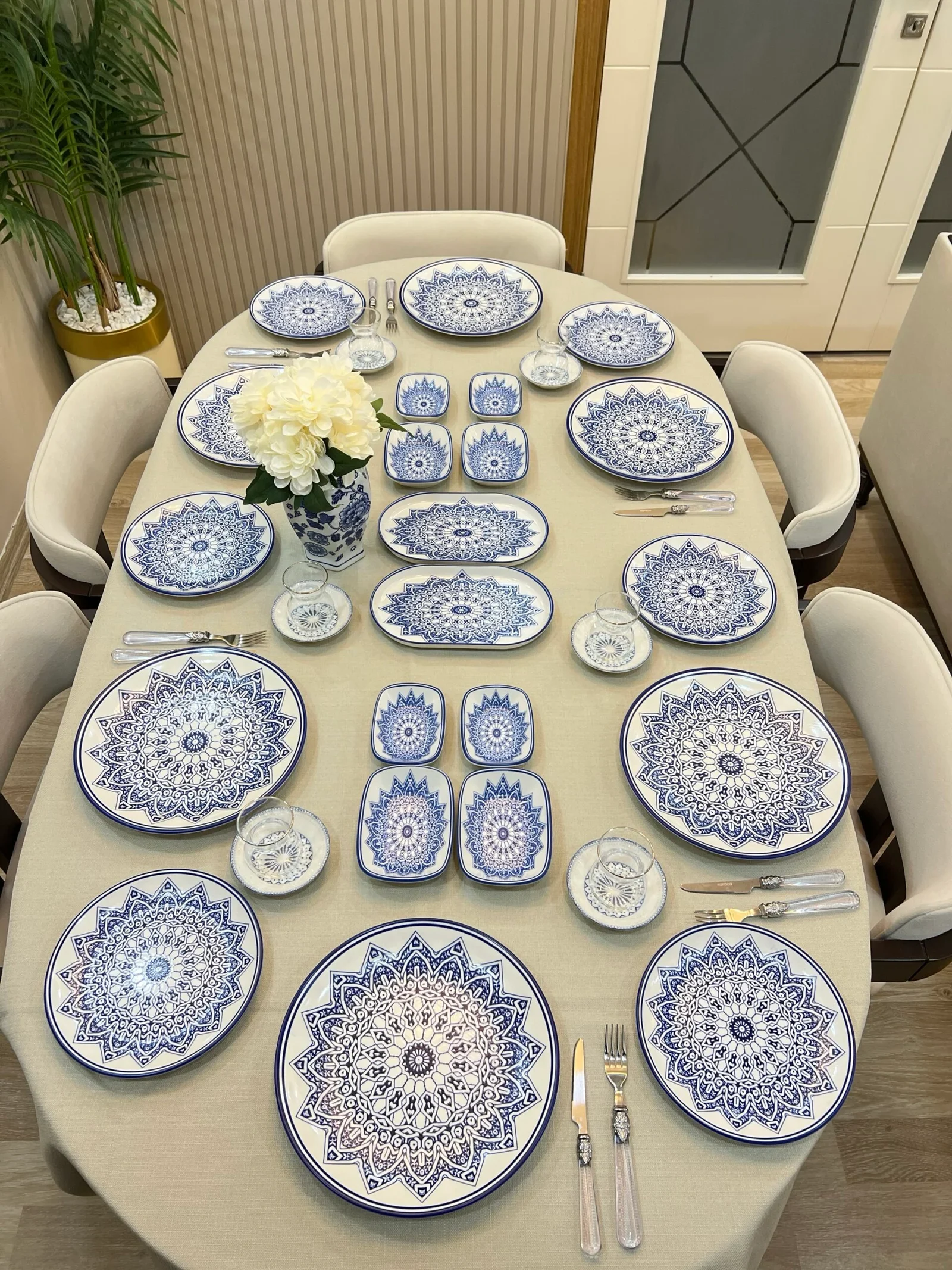 34 PARÇA BLUE Rose Kahvaltı Takımı