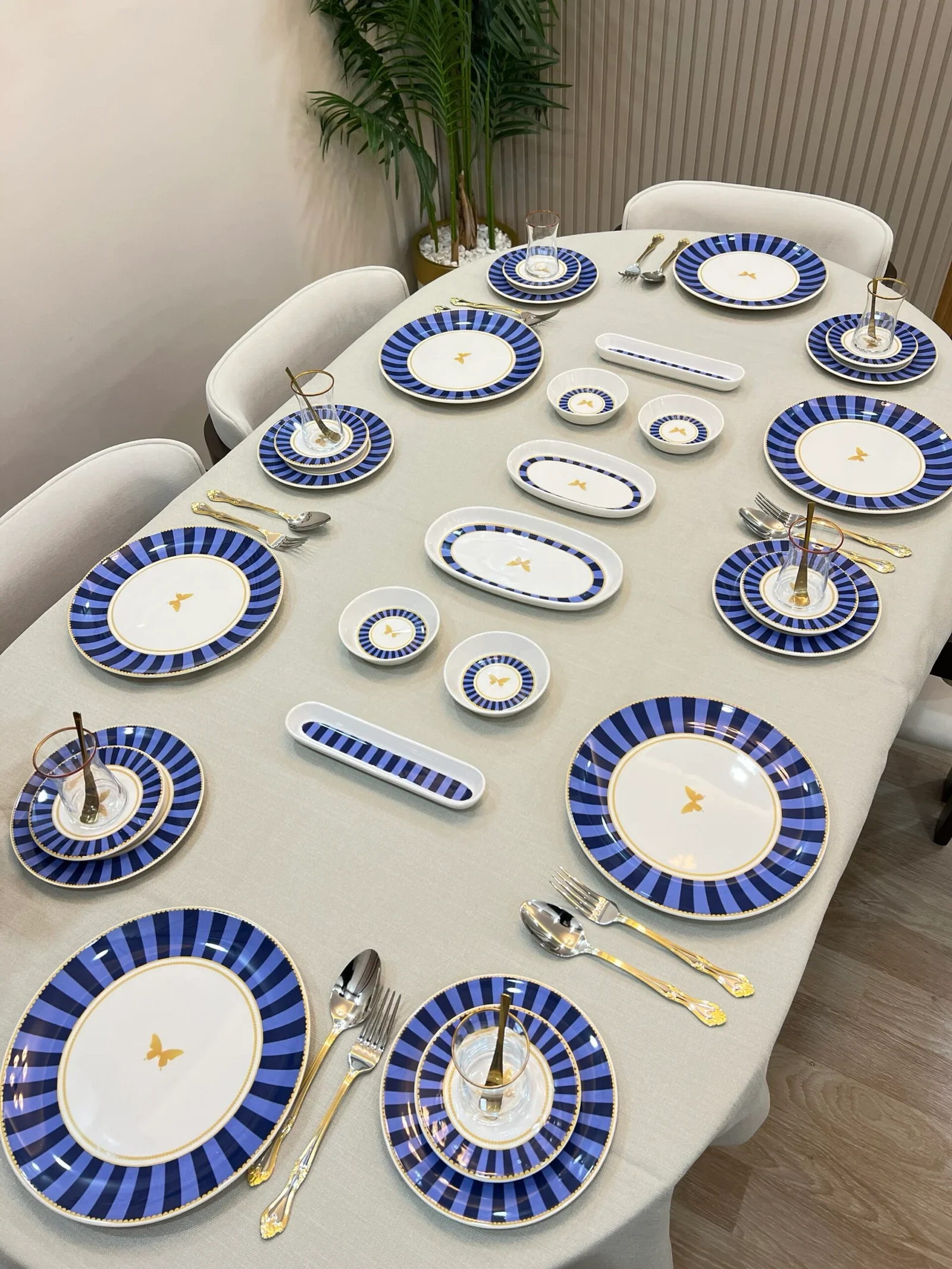 38 Parça BLUE Candy Kahvaltı Pasta ve Servis Takımı **PORSELEN