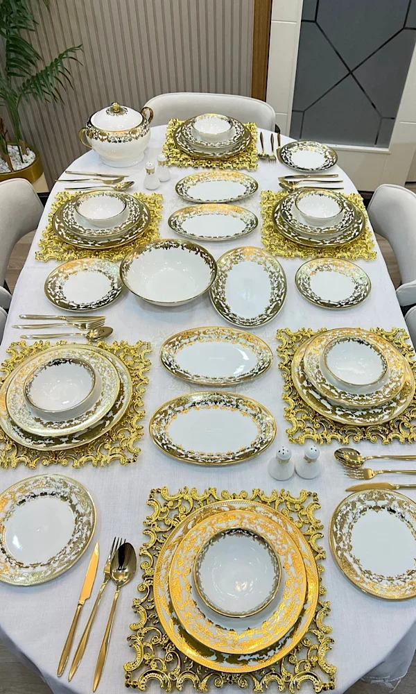 60 PARÇA KÖSEM SULTAN LUXURY PORSELEN YEMEK TAKIMI **12 KİŞİLİK